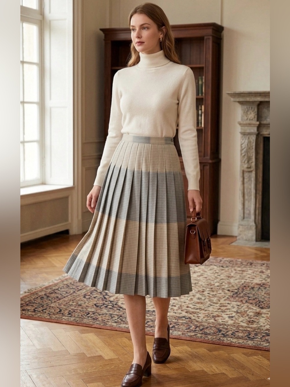 VTG Evan-Picone 100% Wool Pleated Midi Skirt | Academia Preppy | Size 8